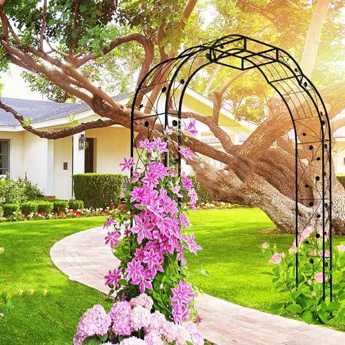 Metal Garden Arch 98.4" H Garden Arbor Trellis for Outdoor Climbing Plants Support Rose Lawn Tall Super Large Event Arch
