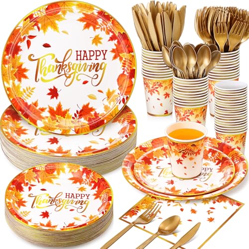 350Pcs Thanksgiving Disposable Tableware Paper Plate (350 Count)