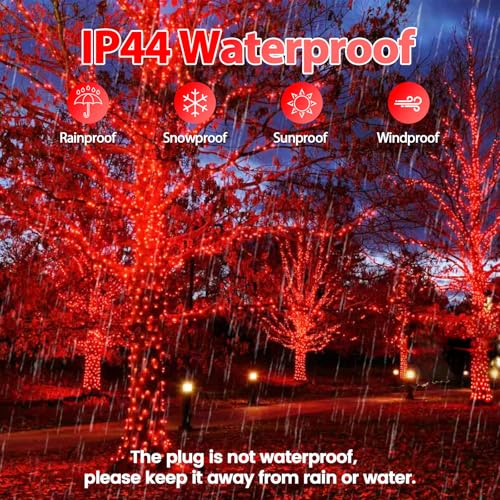 75.8 FT 200 LED Extendable Red Christmas String Lights Indoor Outdoor