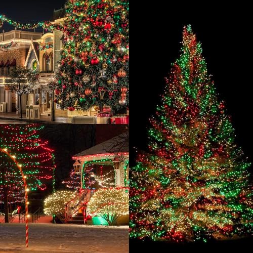 Solar Christmas Lights Outdoor 2 Pack 200 LED 66FT String Lights Red Green (2 Count)