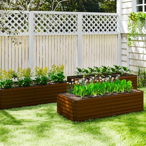 8x4x2ft Outdoor Metal Raised Garden Bed