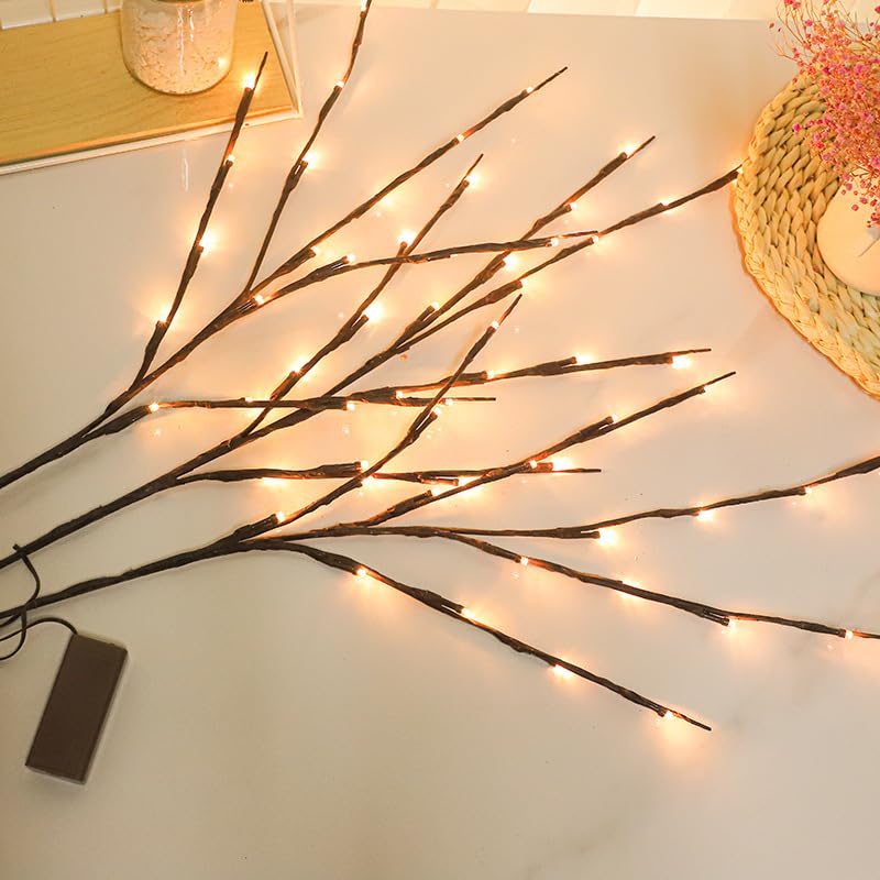 10Pack Led Branch Light Battery Operated Lighted Branch Vase Filler Willow Tree Artificial Little Twig Power Brown 30 Inch 20 LED for Home Romantic Decoration