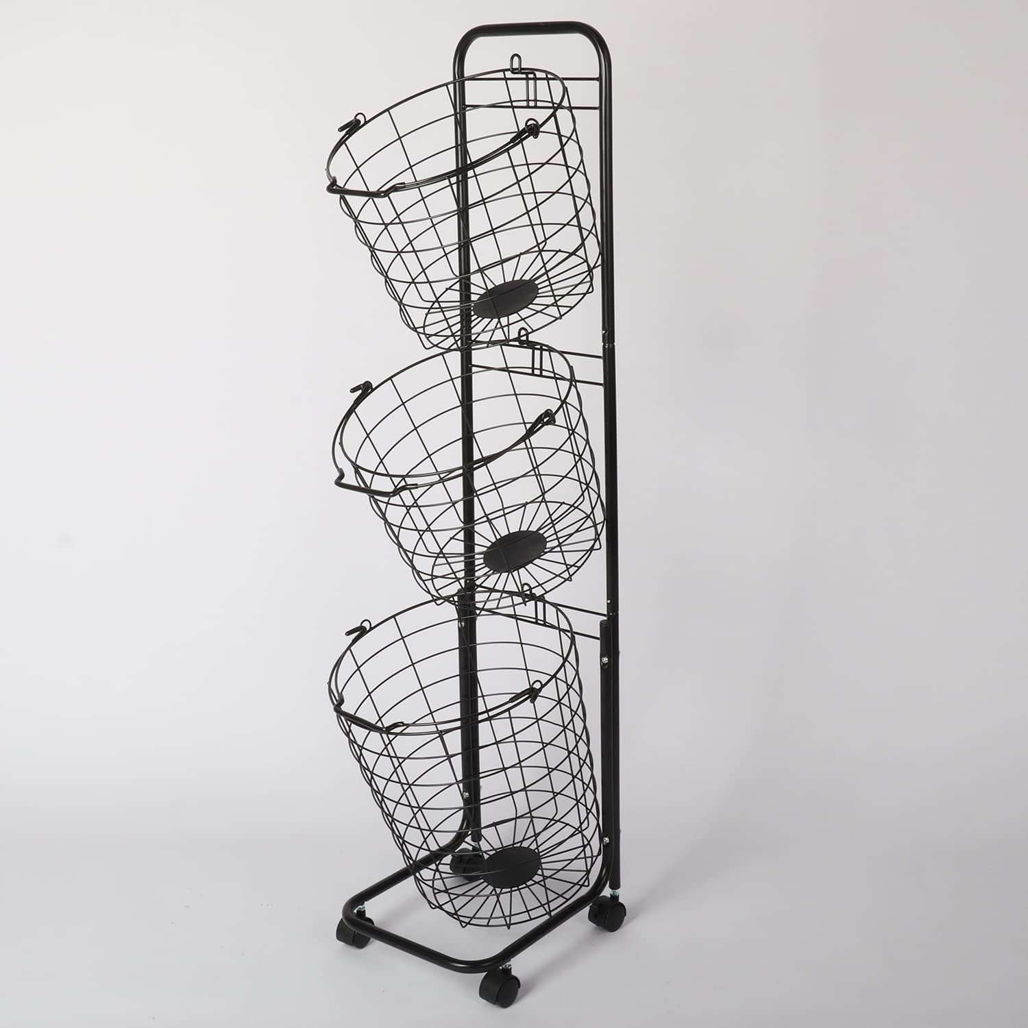 3 Tier Laundry Basket with Rolling Lockable Wheels Wire Metal Sorter Storage Trolley Shelf Basket Durable Metal Sorter Clothes Storage Trolley Shelf with Removable Hamper for Organizing Clothes - NestledHome