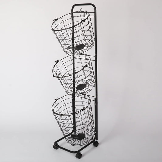 3 Tier Laundry Basket with Rolling Lockable Wheels Wire Metal Sorter Storage Trolley Shelf Basket Durable Metal Sorter Clothes Storage Trolley Shelf with Removable Hamper for Organizing Clothes - NestledHome