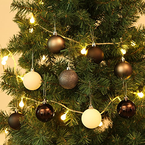 30 Pack Glitter Print Contrast Color Christmas Ball Ornaments (24 Count)