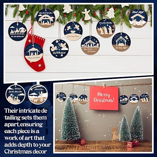 60 Pcs Christmas Ornaments Nativity Scene Wooden (60 Count)