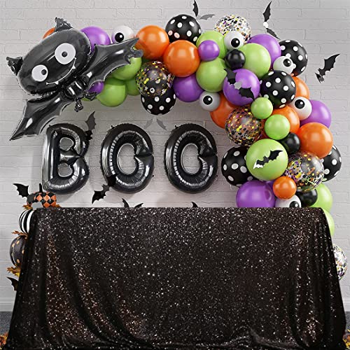 Sequin Tablecloth 50x72 Inch Black for Halloween Wedding Party