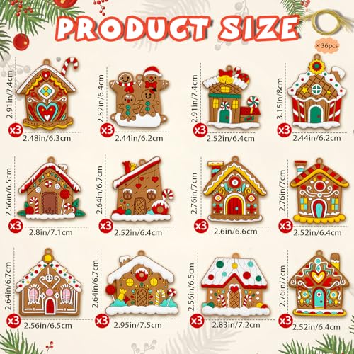 Gingerbread House Ornaments Christmas Tree Decoration (36 Count)