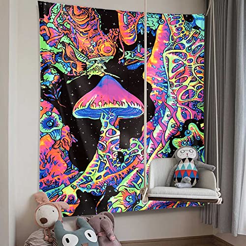 Blacklight Mushroom Tapestry