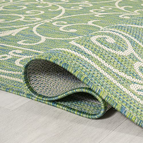 Vintage Filigree Indoor Outdoor Area Rug 8X10 Green