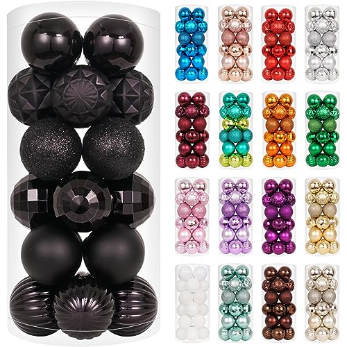 24ct Black Christmas Ball Ornaments for Tree Decorations (24 Count)