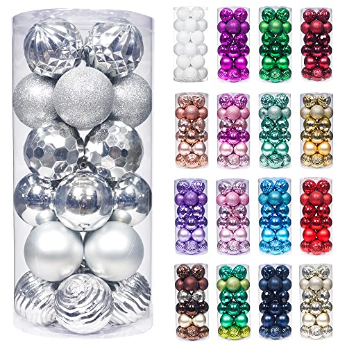 60mm 2.36" Christmas Ball Ornaments Shatterproof Christmas Ornaments Set Decorations for Xmas Tree Balls (34 Count)