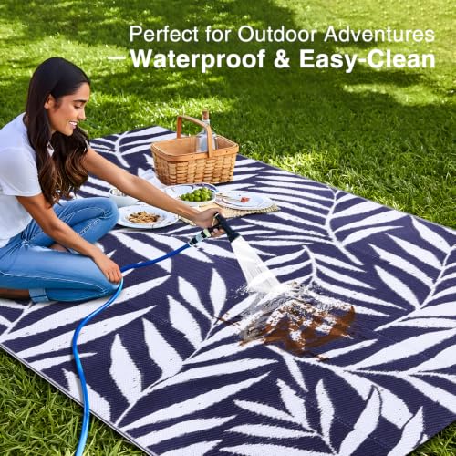 Outdoor Rug 5x8 ft Waterproof Reversible Leaf Mat