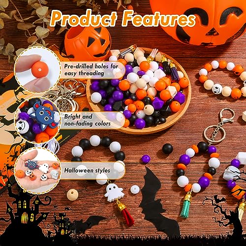 221PCS Halloween Silicone Beads for Keychain Making (221 Count)