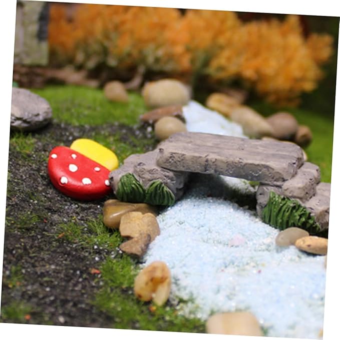 TOYANDONA Creative Miniature Bridge and Stepping Stones for Garden and Bonsai Decor DIY Micro Landscape Kit with and Stone Pathway for Succulent Planters and Fish Tank Ornamentation