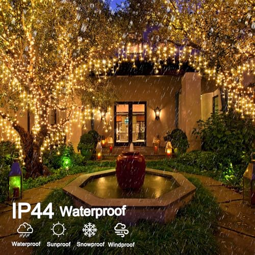 33ft 400 LED Icicle Lights for Outside Warm White Christmas Lights Outdoor