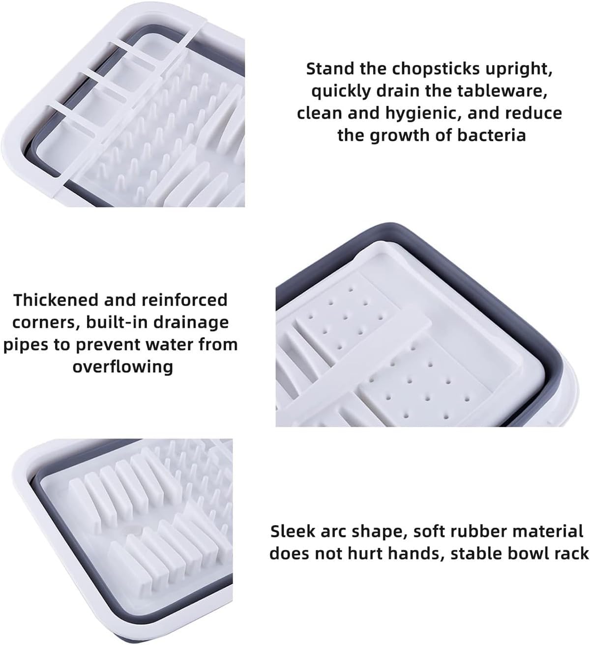 THANSTAR Collapsible Dish Drying Rack for RV Kitchen, Foldable Drainer Organizer for Kitchen Countertop, Space Saving Portable Dish Rack for Campers, Travel Trailer & Small Spaces, Easy Storage, Grey - NestledHome