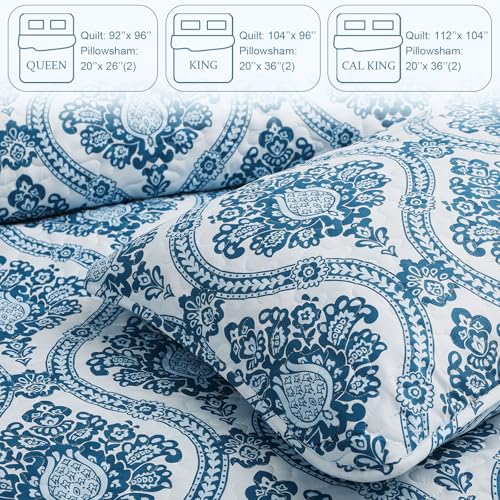 Reversible Boho Quilt King Size Blue