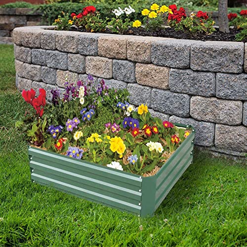 4x4x1ft Green Metal Raised Garden Bed Kit