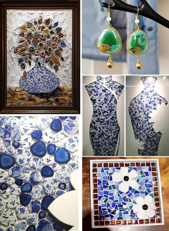 PINUO&KE 0.99 lb Mosaic Tiles for Crafts Bulk, Mosaic Ceramics Pieces for Garden Crafts Kits DIY Mosaic Art Decor