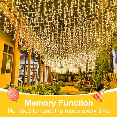 Warm White Icicle Lights for Outside (66 Foot)