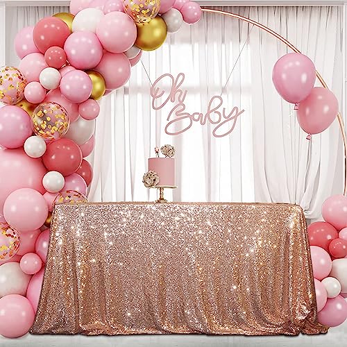 Sequin Tablecloth 50x72 Inch Rose Gold for Wedding Party