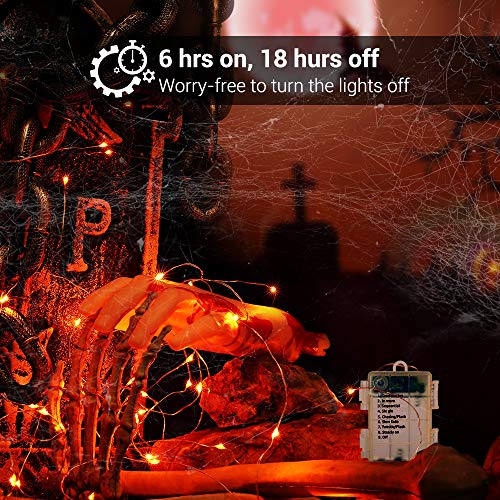 Orange Battery Halloween Fairy Lights with Remote (77.6 Foot)