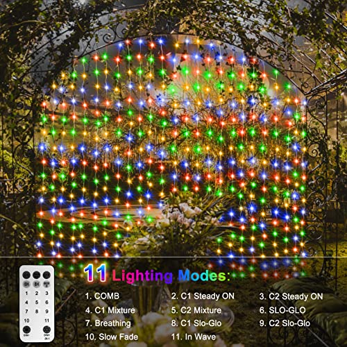 Curtain Lights Battery Operated 6.6 x 6.6Ft Warm White & Multicolor (200 Count)