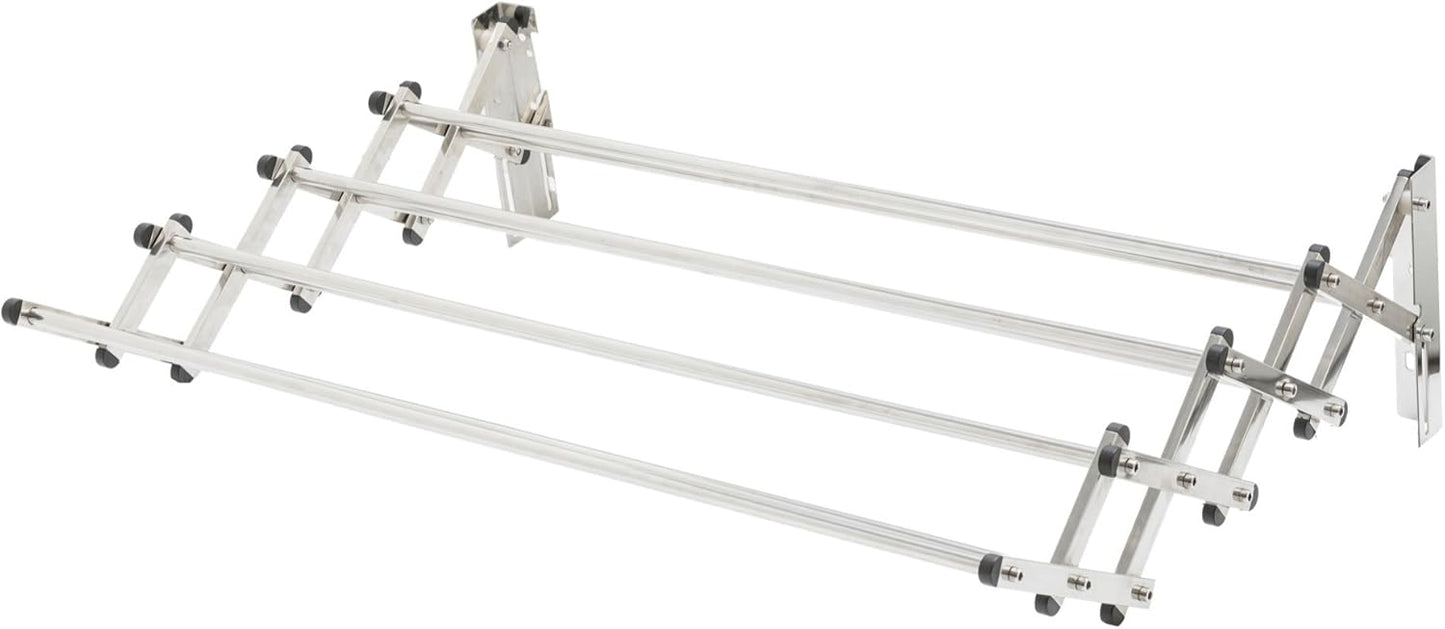 AERO W Racks Stainless Steel Wall Mounted Collapsible Laundry Clothes Drying Rack 60 Pound Capacity 22.5 Linear Ft - NestledHome
