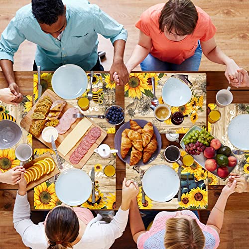 Sunflower Plastic Placemats Set of 6 Summer Table mats 17×13×0.04in (6 Count)