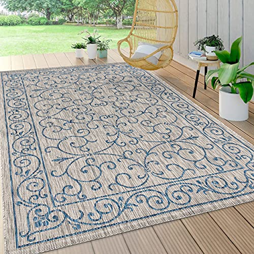 Vintage Filigree Indoor Outdoor Area Rug 9X12 Gray