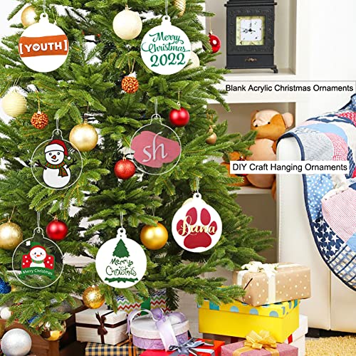 20Pcs 3 Inch Blank Acrylic Christmas Ornaments 2025 White Unfinished Round Acrylic Christmas Ornaments for DIY Craft Hanging Ornaments for Christmas Tree Decoration Xmas Party Decorations (20 Count)