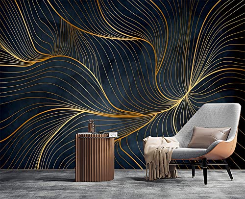 Simple Golden Lines wall Mural Wallpaper for Bedroom 137" x 100" (95.12 Sq Ft)