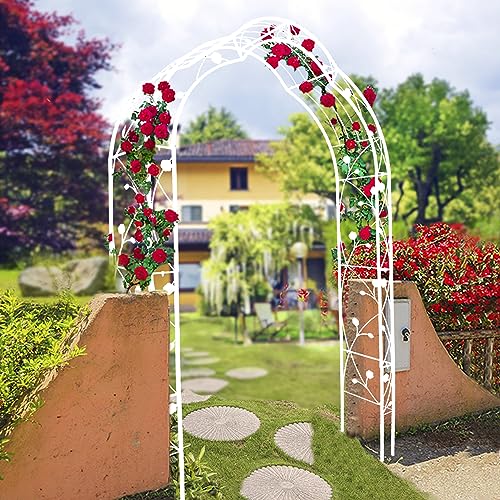 Metal Garden Arch 98.4" H Garden Arbor Trellis for Outdoor Climbing Plants Support Rose Lawn Tall Large Scale Event Arch