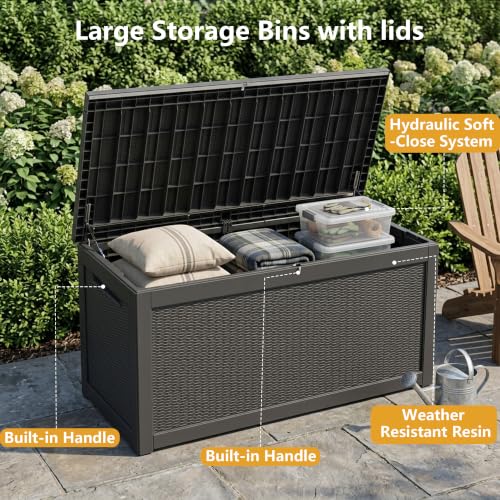 325 Gallon Outdoor Storage Box Waterproof Lockable Resin Deck Box Large