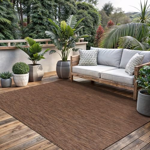 Washable Indoor Outdoor Rug Weather Resistant Carpet Modern Solid for Porch Deck Balcony Backyard Patio Rug 8x10 Gold Brown (80 Sq Ft)