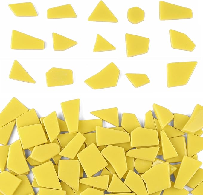 Youway Style Yellow Glass Mosaic Tiles for Crafts Bulk,200g Broken Glass Pieces for DIY Fall Mosaic Art Decor,Garden Mosaic Supplies