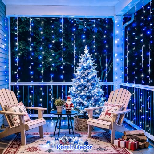 200 LED USB Curtain Lights Blue and White (6.5 Foot)