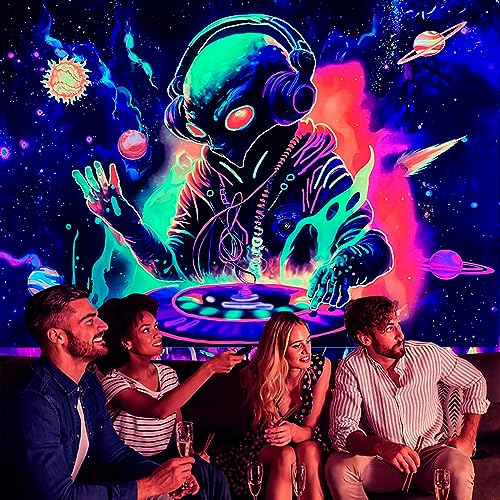 Blacklight Alien Tapestry 59"x51" Alien DJing