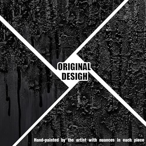 Black Hand Painted Wall Art for Office Abstract Wall Decor for Living Room Big Wall Art for Bedroom Men Size 29 x 58 Inch