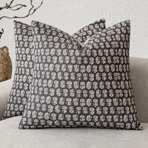 Decorative Floral Print Throw Pillow Covers 18×18 Inch (2 Count)