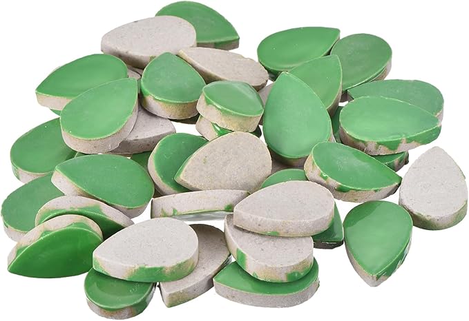 MECCANIXITY 200g Ceramic Mosaic Tiles for Crafts Bulk, Raindrop Green Ceramic Tiles for Mosaic Kits Garden Stepping Stone Cup Mat