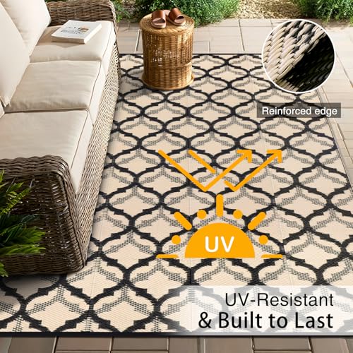 Outdoor Rug 9x12 ft Waterproof Reversible Braided Mat