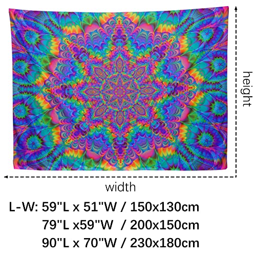 Blacklight Mandala Tapestry 79"x59"