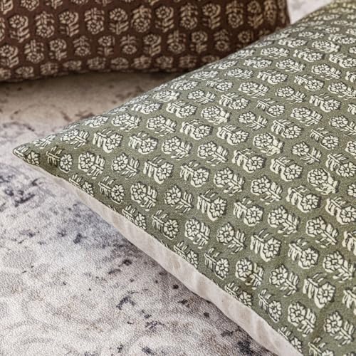 Decorative Floral Print Throw Pillow Covers 20×20 Sage Green (2 Count)
