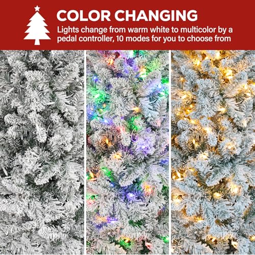 7.5 ft Prelit Snow Flocked Pencil Slim Christmas Tree