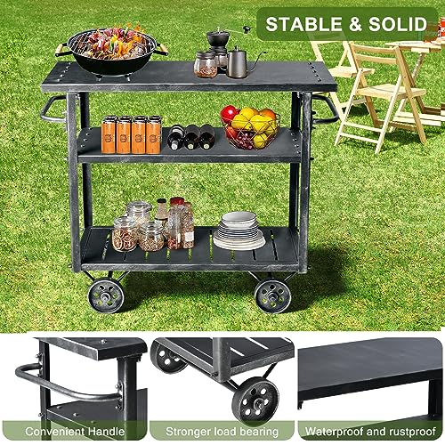 Industrial 3 Tier Rolling Utility Storage Cart Wine Beverage