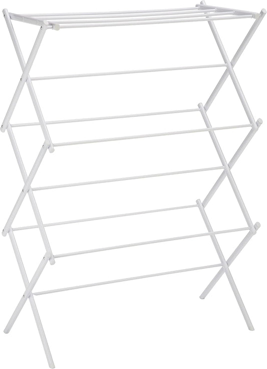 Amazon Basics Foldable Portable Laundry Rack for Air Drying Clothing, Indoor Outdoor Use - 14.5" D x 29.5" W x 41.8" H, White - NestledHome