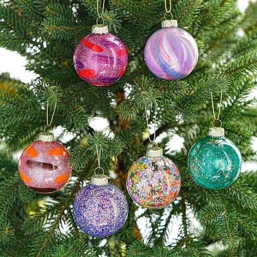 6pcs Glass Christmas Ball Ornament 2.4In Glittering Christmas Tree Ornament (6 Count)
