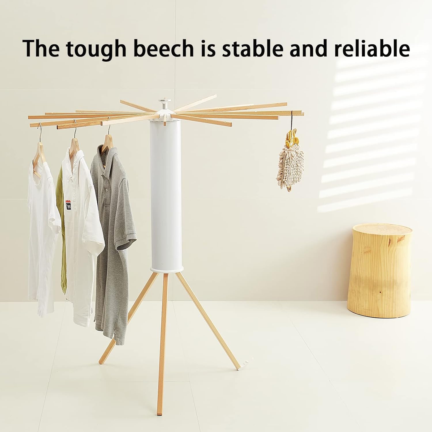 JOOM Tripod Clothes Drying Rack, Garment Rack Portable and Foldable Space Saving Laundry Drying Rack - Drying Rack Clothing Floor Folding Balcony Bedroom Household Wooden - NestledHome